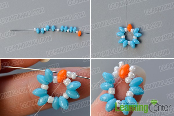 make the first part of the 2-hole seed bead butterfly earrings