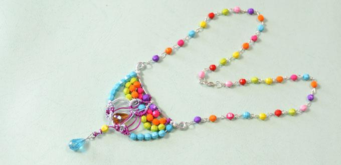 How to Make a Colored Acrylic Bead Necklace with Cord Braided Bead Pendant