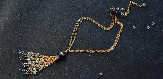 Pandahall Instruction on How to Make Chain Tassel Necklace with Glass Beads