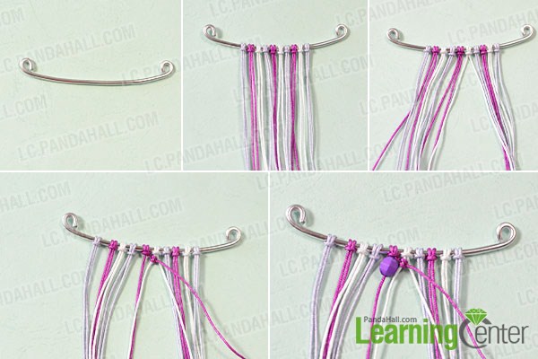 make the first part of the colored cord braided bead pendant