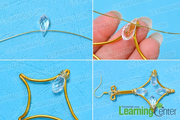 make the rest part of the rhombus gold wire wrapped earrings