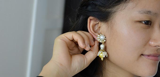 Pandahall Tutorial - How to Make a Pair of White Pearl Ear Studs for Girls