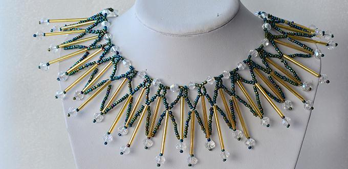 How to Make Girl’s Bib Necklace with Seed Beads and Glass Beads 