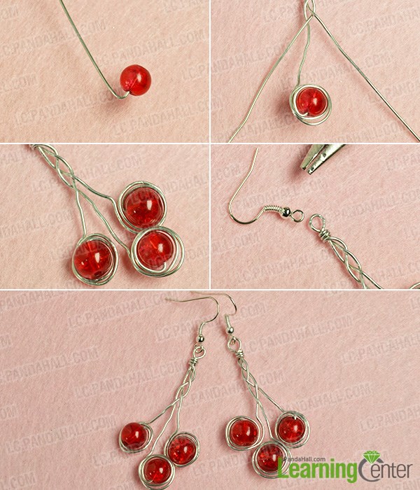 Step 2: Finish this pair of wire and bead earrings