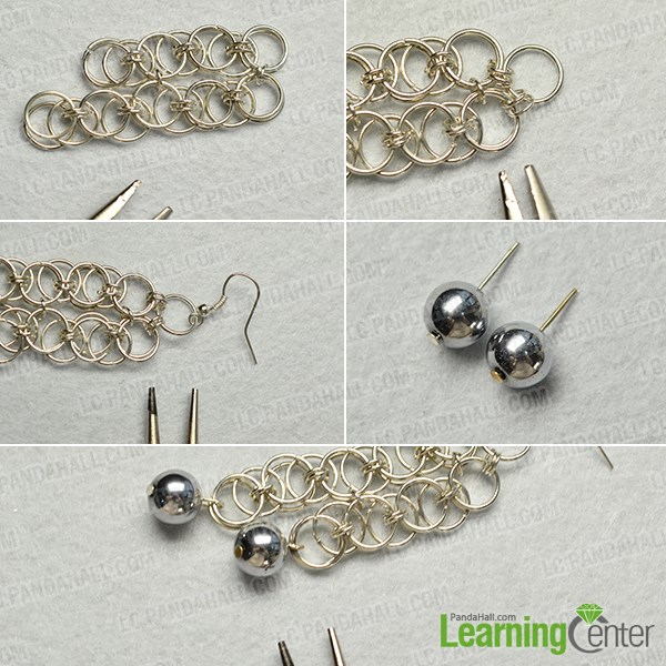 Complete the beaded chain maille earrings