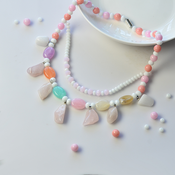 final look of the handmade gemstone bead and jade beaded necklace