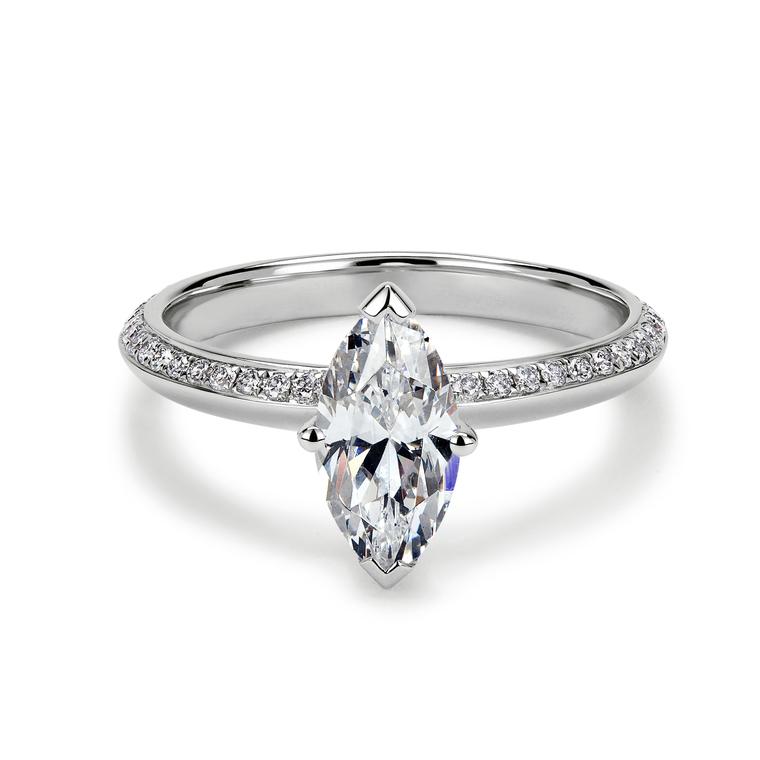 77 Diamonds Elixir white gold engagement ring set with a marquise-cut diamond