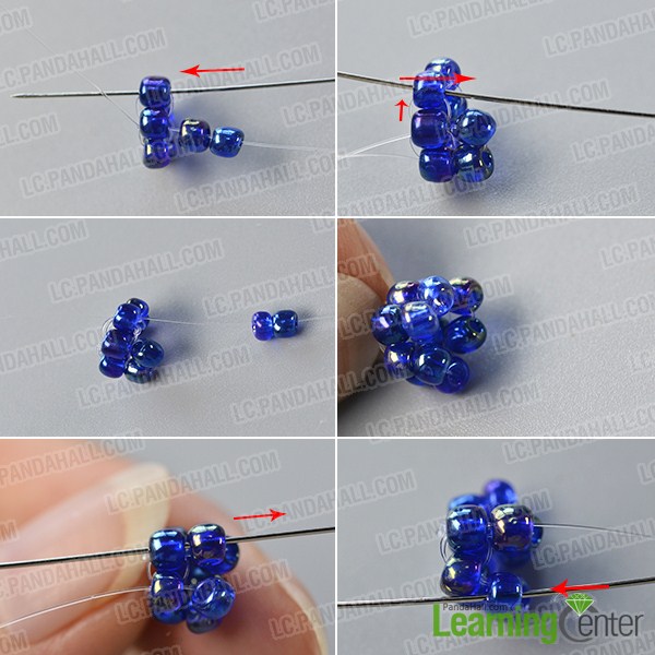 make the second part of the blue seed bead stitch necklace