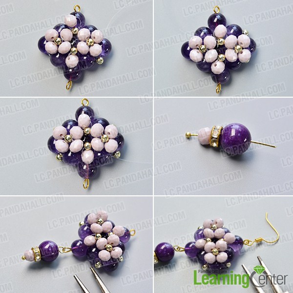make the rest part of the purple rhombus glass bead drop earrings