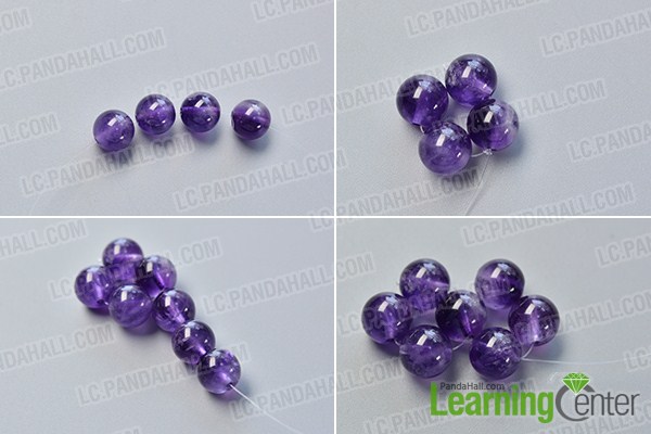 make the first part of the purple rhombus glass bead drop earrings