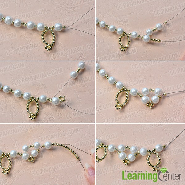 make the second part of the homemade white pearl bead necklace