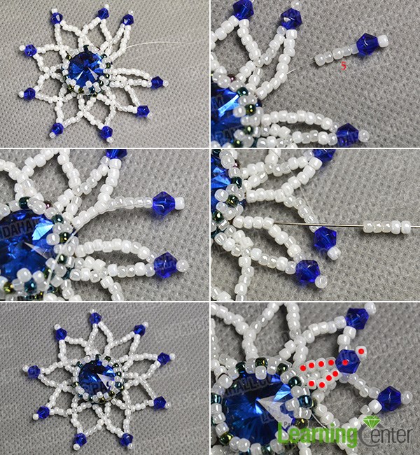 Continue to make the beaded snowflake pendant