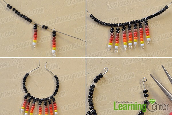 make the second part of the black seed bead hoop earrings