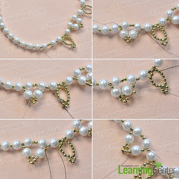 make the third part of the homemade white pearl bead necklace