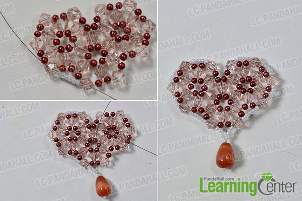 make the second part of the red bead heart pendant