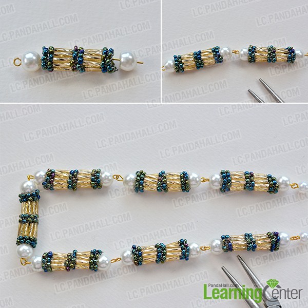 make the rest part of the bugle seed bead and pearl necklace