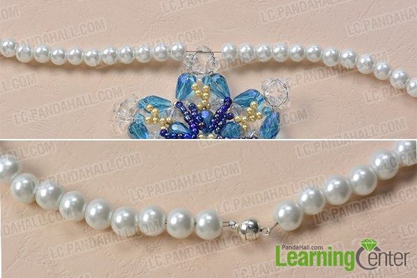 Finish the blue glass beaded snowflake pendent necklace