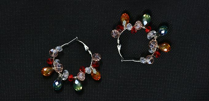 Pandahall DIY Jewelry - How to Make a pair of Large Crystal Beaded Hoop Earrings with Colorful Glass