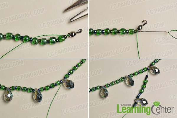Make the second part of the green seed beads necklace