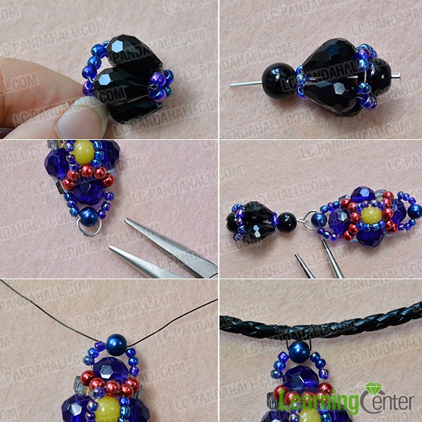 make the rest part of the blue bead pendant necklace