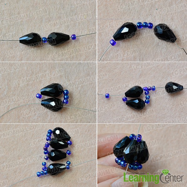 make the fifth part of the blue bead pendant necklace