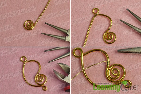 make the first part of the golden wire wrapped earrings