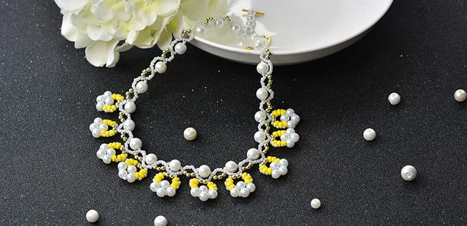 How to Make Chic 2-Hole Seed Beads Charm Necklace With White Pearl 