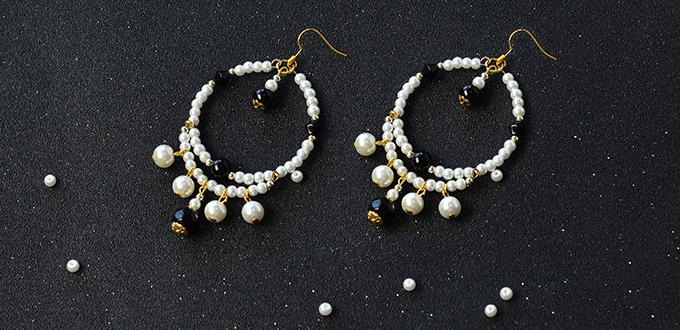 How to Make Elegant White Pearl Hoop Earrings with Black Glass Beads