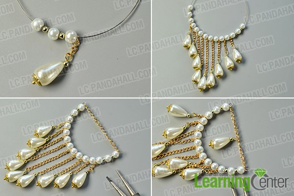 Make the main pattern of the beaded chandelier earrings