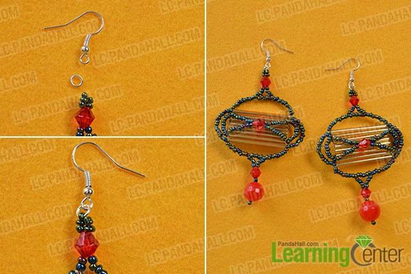 Finish the Chinese style seed bead lamp earrings