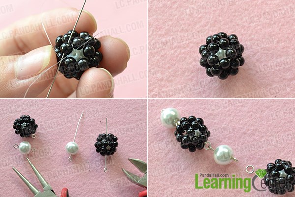 Make more beaded balls and connect with white pearls