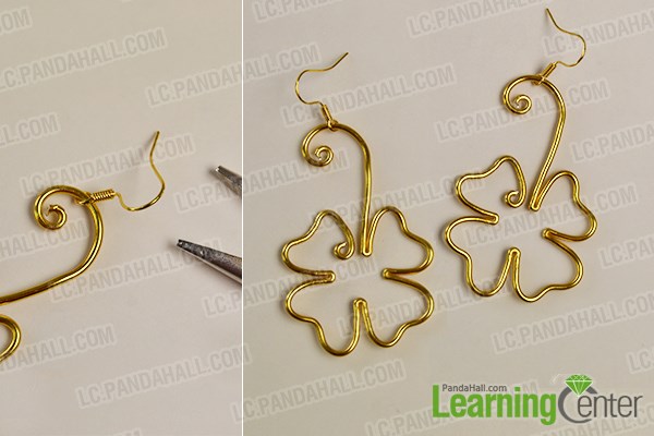 Finish the 4 leaf clover earrings