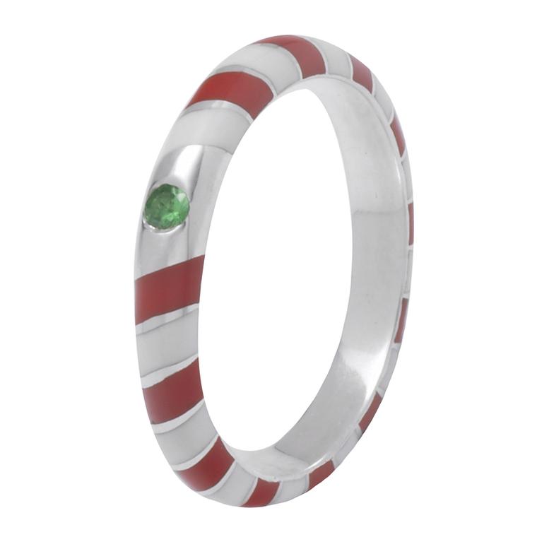 Alice Cicolini Memphis Candy Band collection ring has been crafted out of Fairtrade silver. Lacquered by hand, the bracelet is set with a single green tsavorite.