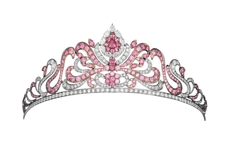 Linneys Argyle pink diamond tiara encrusted with 178 Argyle pink diamonds, available at www.linneys.com.au.