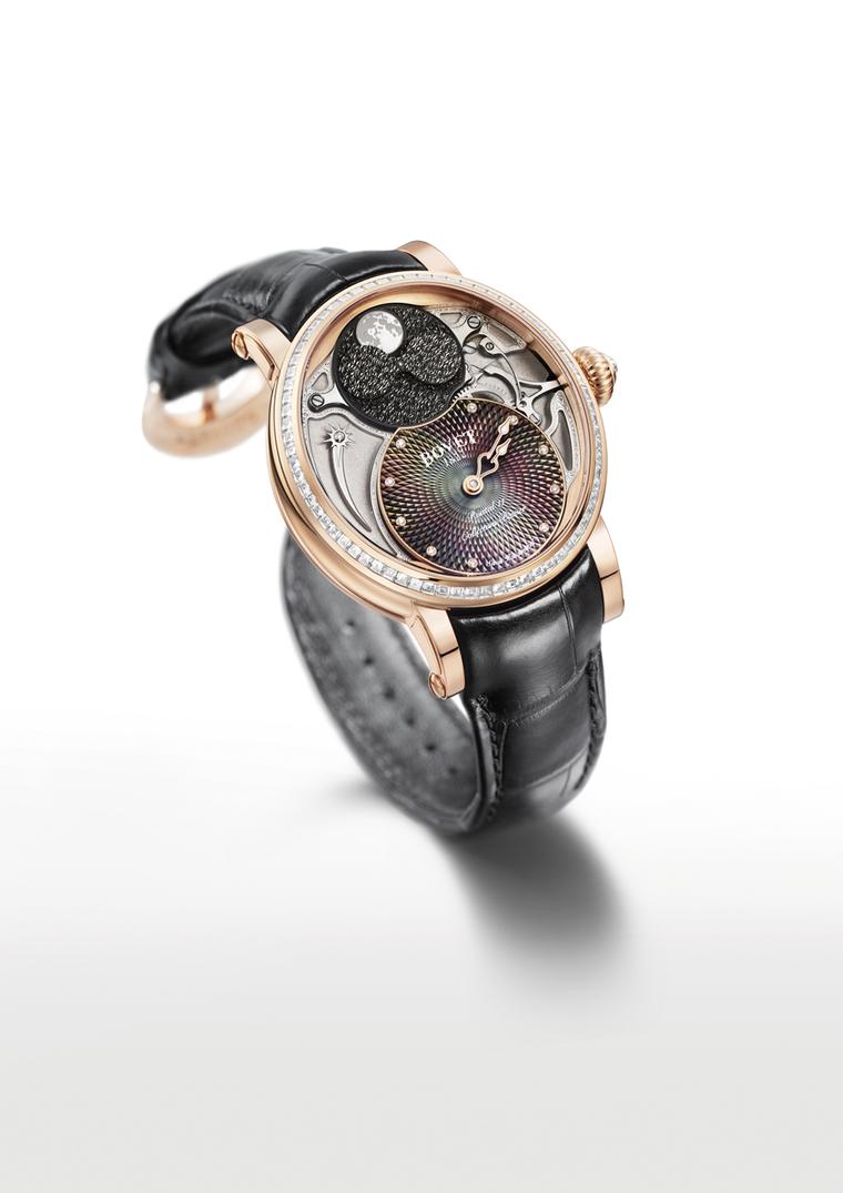 Bovet's Recital 11 Miss Alexandra watch features unusual-shaped hour and minute hands that form a heart once an hour when they meet