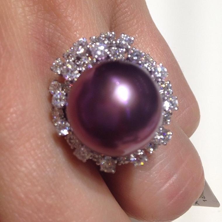 Yoko London pearl and diamond ring