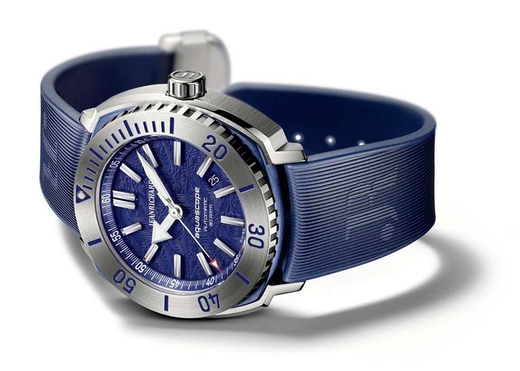 JeanRichard Aquascope watch, with a blue dial inspired by the Hokusai wave
