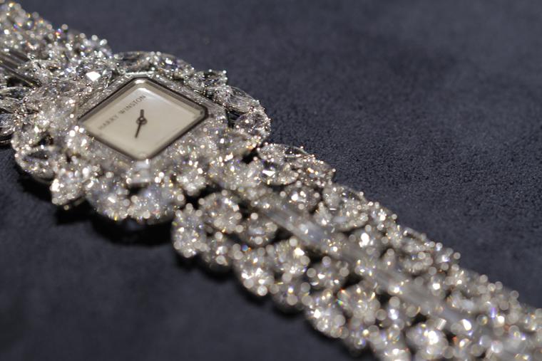 Harry Winston Emerald Cluster watch, set with 73ct of emerald-cut diamonds