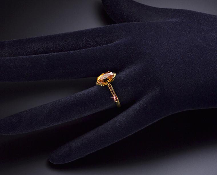 Ben Day mandarin garnet and pave set red diamond ring in 18ct yellow gold (£4,900)