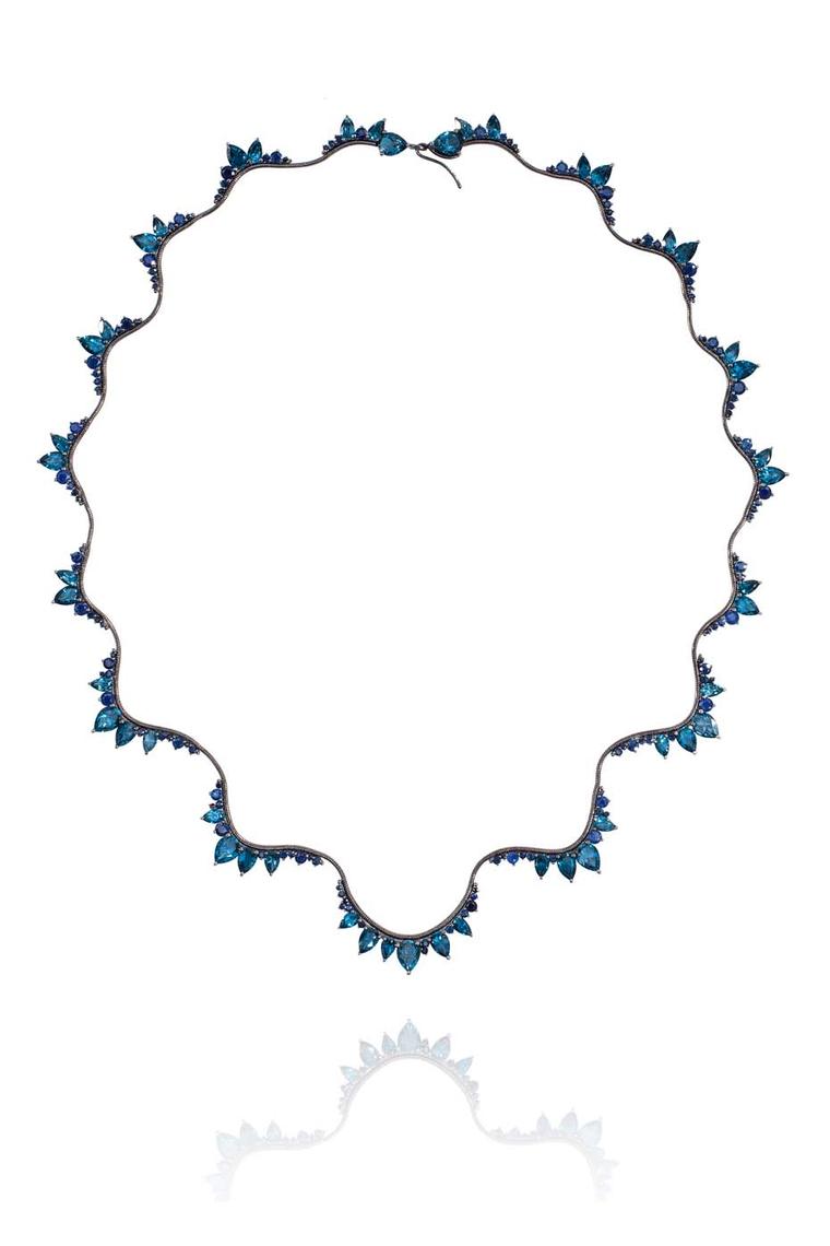 Fernando Jorge London Blue topaz necklace in black rhodium-plated gold with sapphires, from the Electric collection. Available from matchesfashion.com (£11,760).