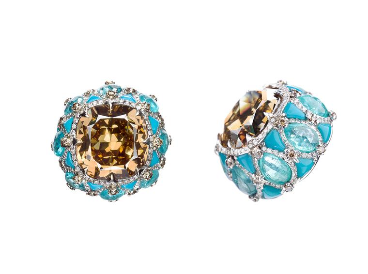 Boghossian turquoise and champagne diamond earrings