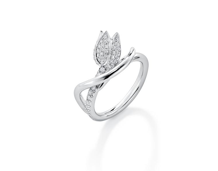Boodles Maymay tulip diamond ring in platinum (£2,800).