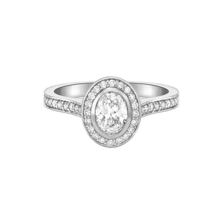 Ingle & Rhode Pavane diamond engagement ring set with a 0.5ct oval-cut diamond in platinum (£3,995).