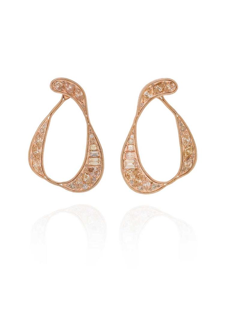 Fernando Jorge champagne diamond earrings in rose gold, from the new Stream collection launching next month.