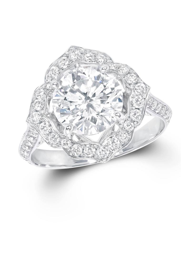 Graff vintage-style diamond engagement ring with a Star Flower setting.