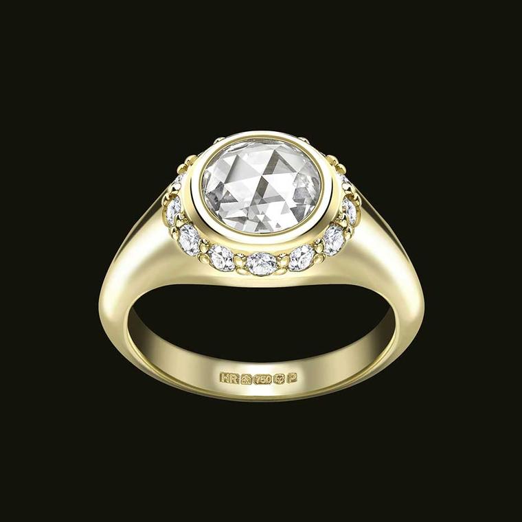 Bespoke Hattie Rickards rose-cut diamond engagement ring in Fairtrade gold (£POA).