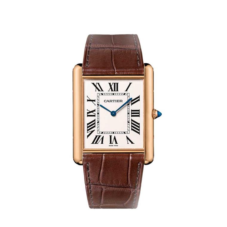 The iconic Cartier Tank watch. Towards the end of World War I, Louis Cartier became fascinated by the boxy profile of the Renault armoured battle tank and decided to model a watch on its clean, rectilinear design, giving birth to the Cartier Tank watch in
