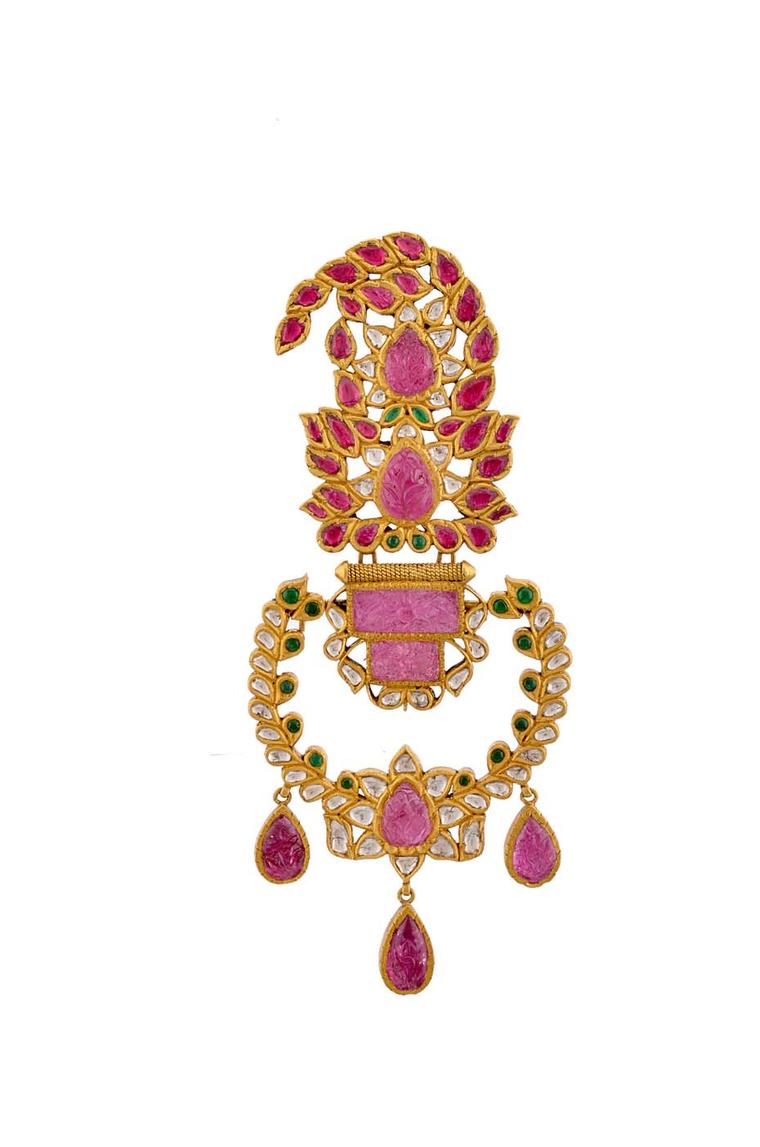 Amrapali's diamond and ruby elephant-inspired kalgi.