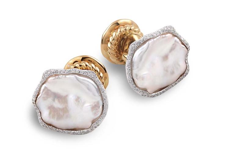 Bina Goenka's pearl and diamond cufflinks.