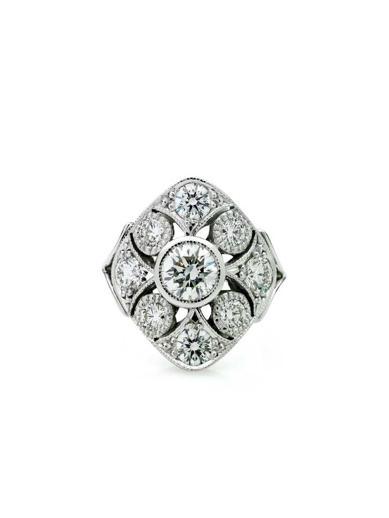 One of Jan Logan's favourite pieces is her Art Deco-influenced Swanson diamond ring, which she wears every day.